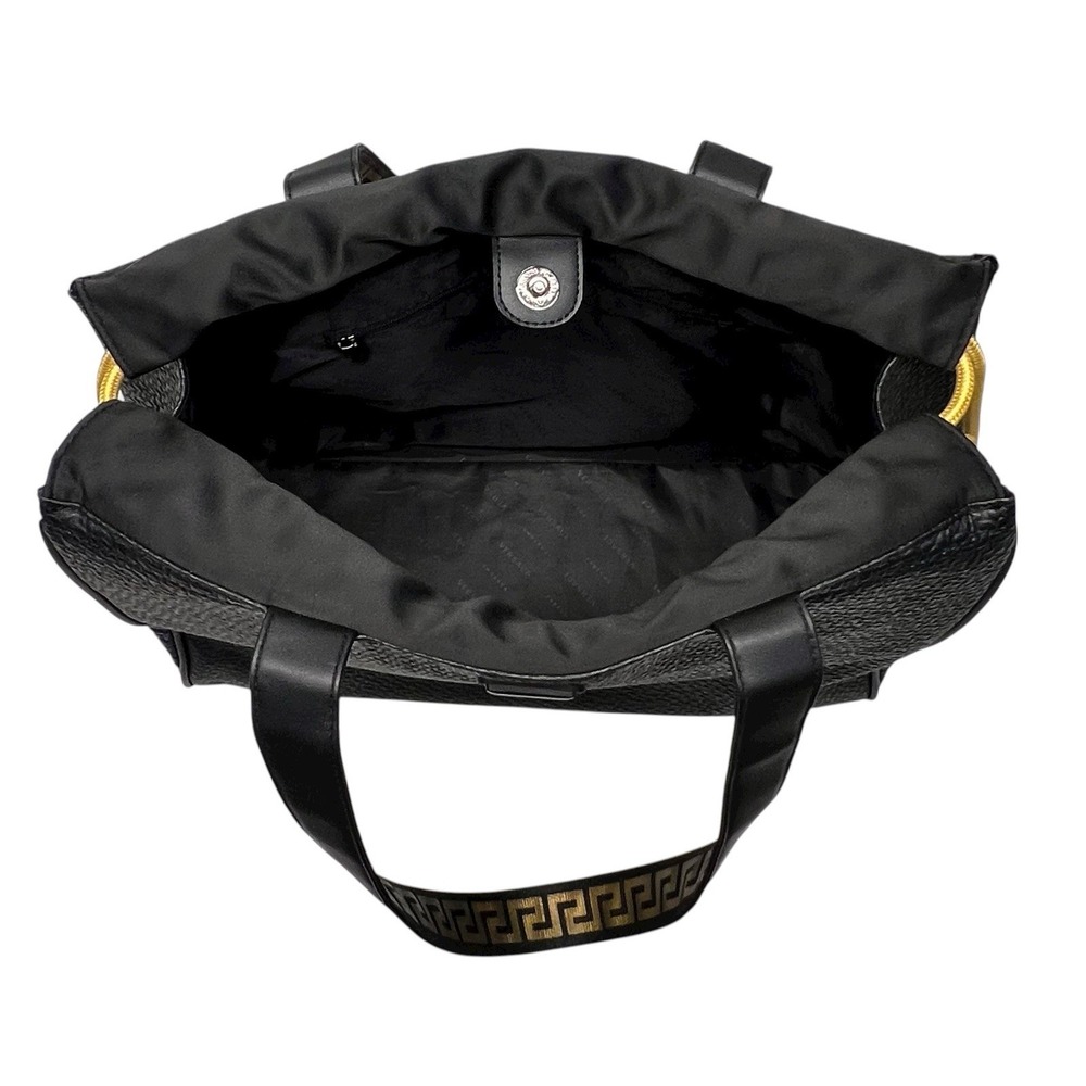 Versace PARFUMS Tote Bag Faux Leather Holdall Weekender Black & Gold Medusa - Picture 9 of 16